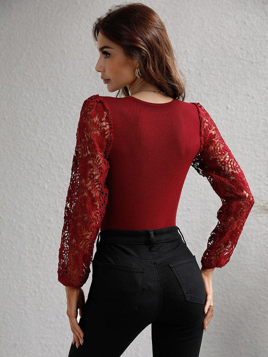 Lace Sleeved Sweater