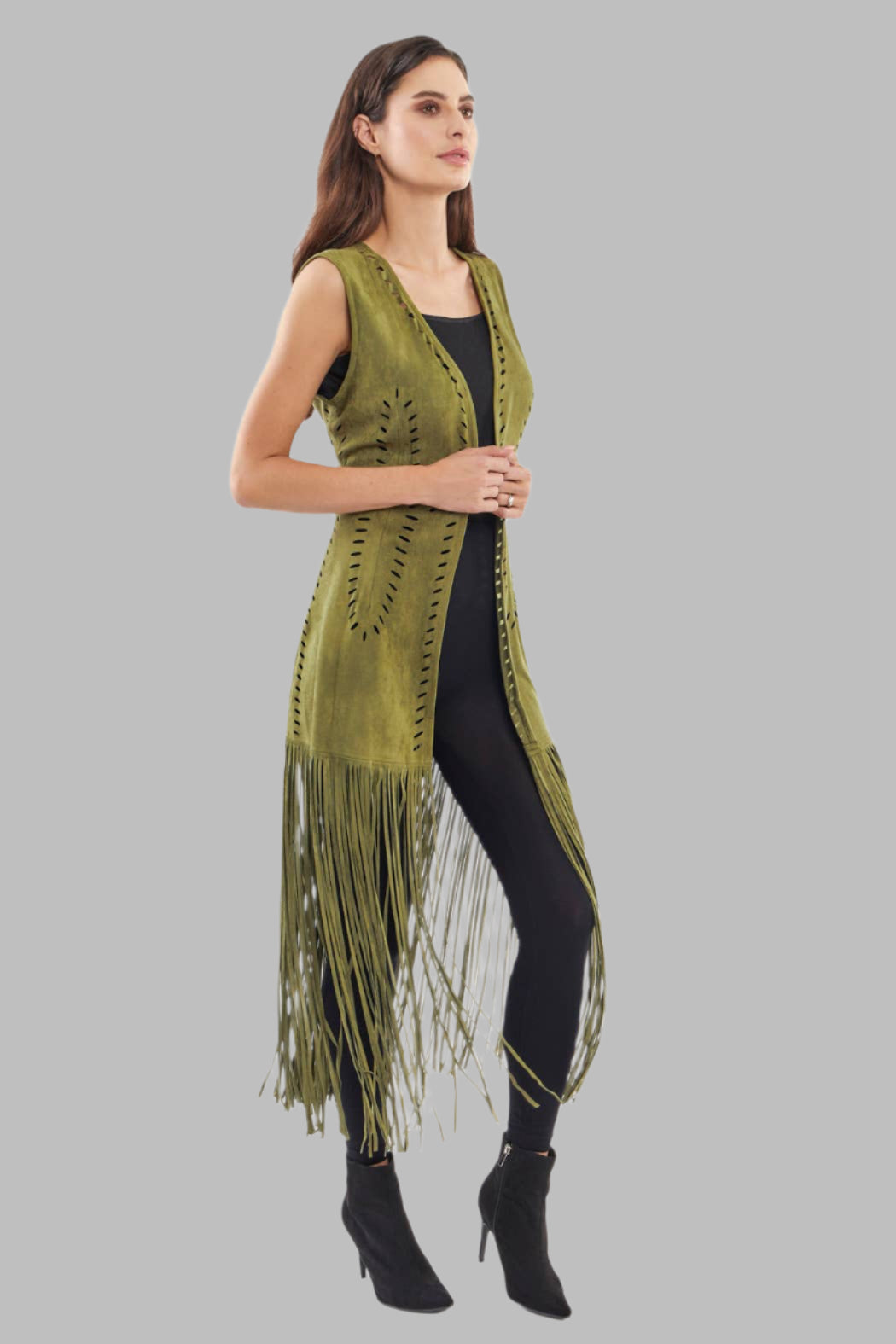Boho Vegan Suede Fringe Vest
