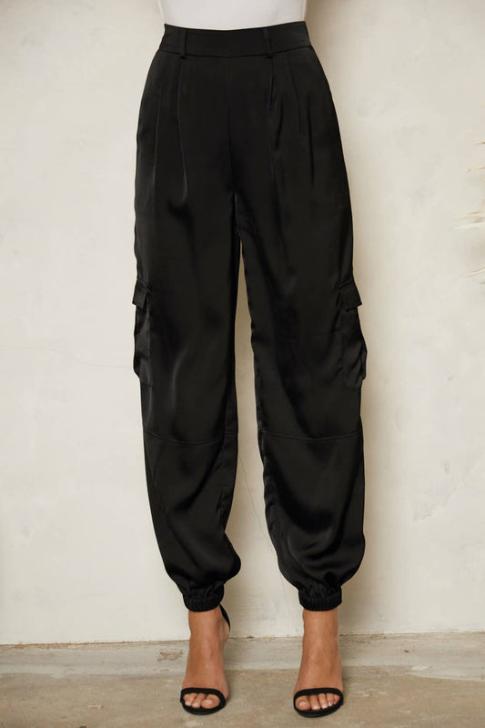 Ella's High Waisted Satin Joggers