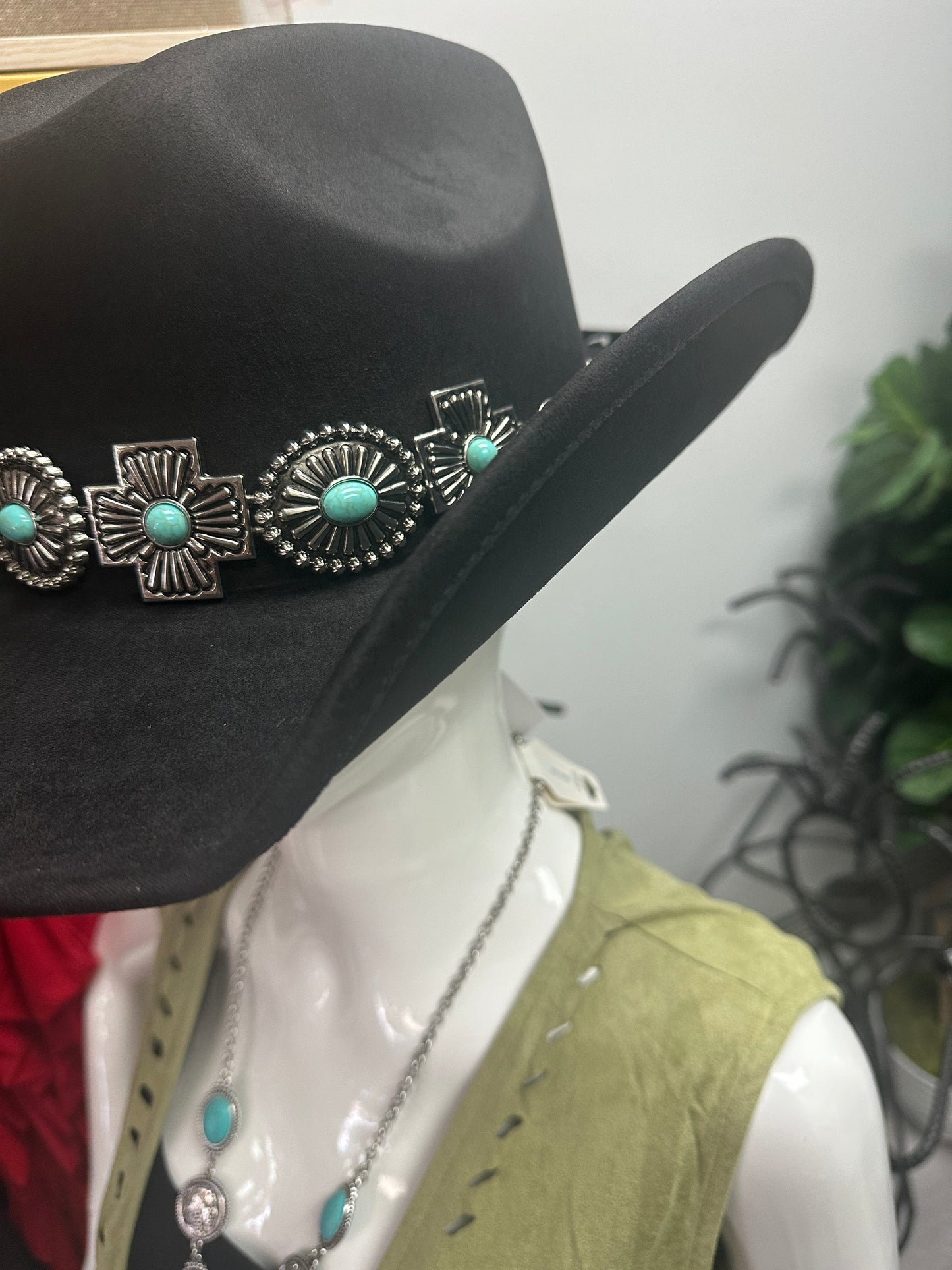 Turquoise Chain Band Cowboy Hat