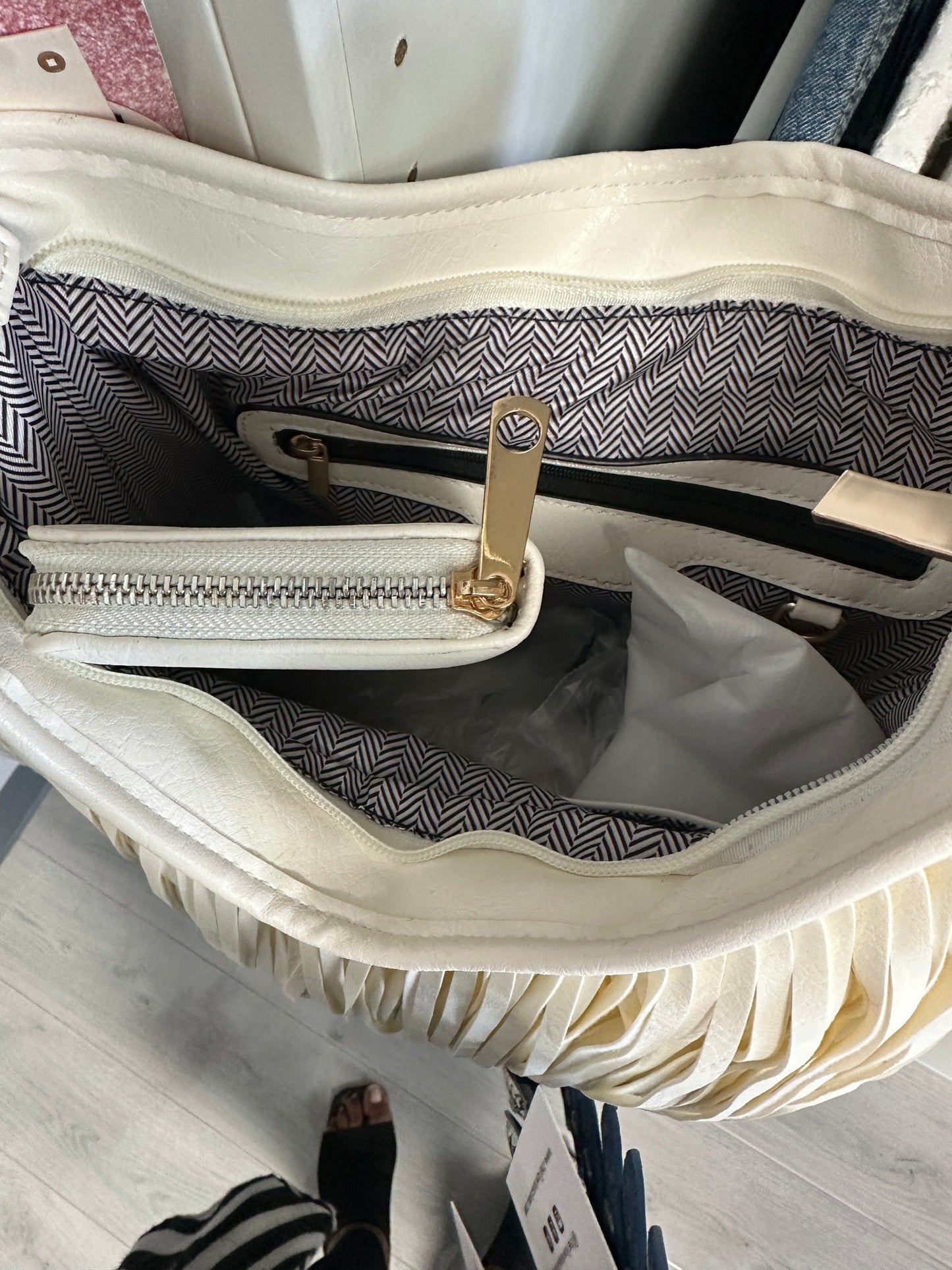 Boho Fringed Winter White Handbag