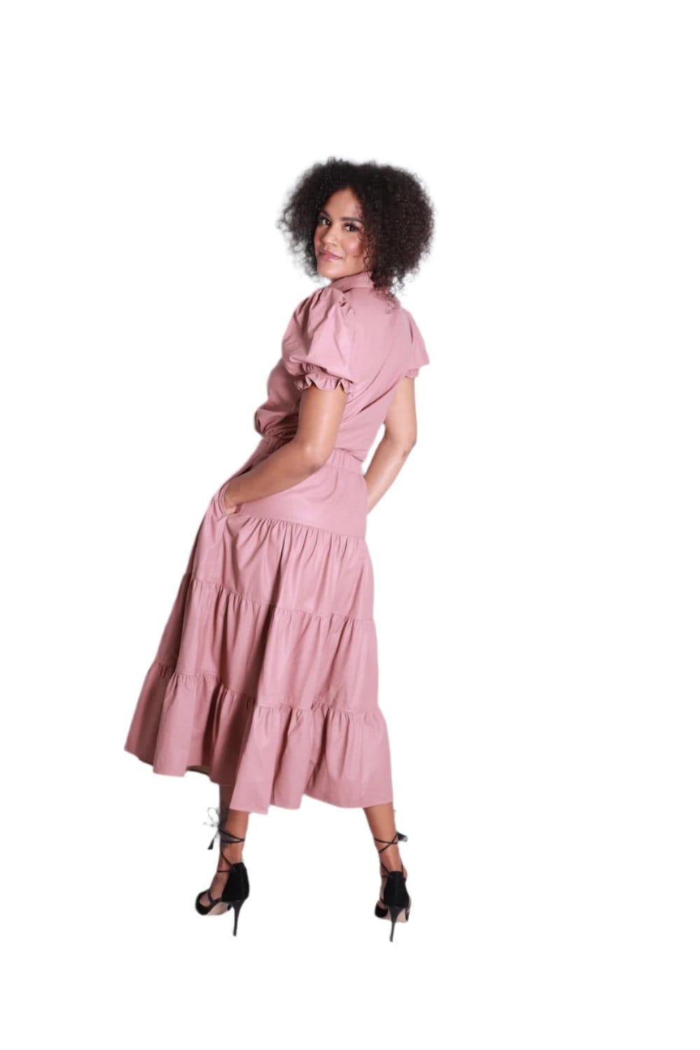 Shelia's Faux Leather Boho Tiered Skirt