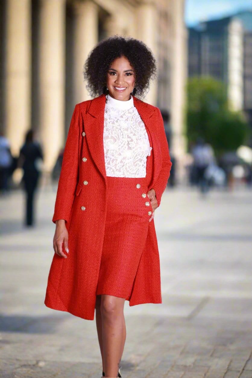 Sophia's Red Tweed Skirt