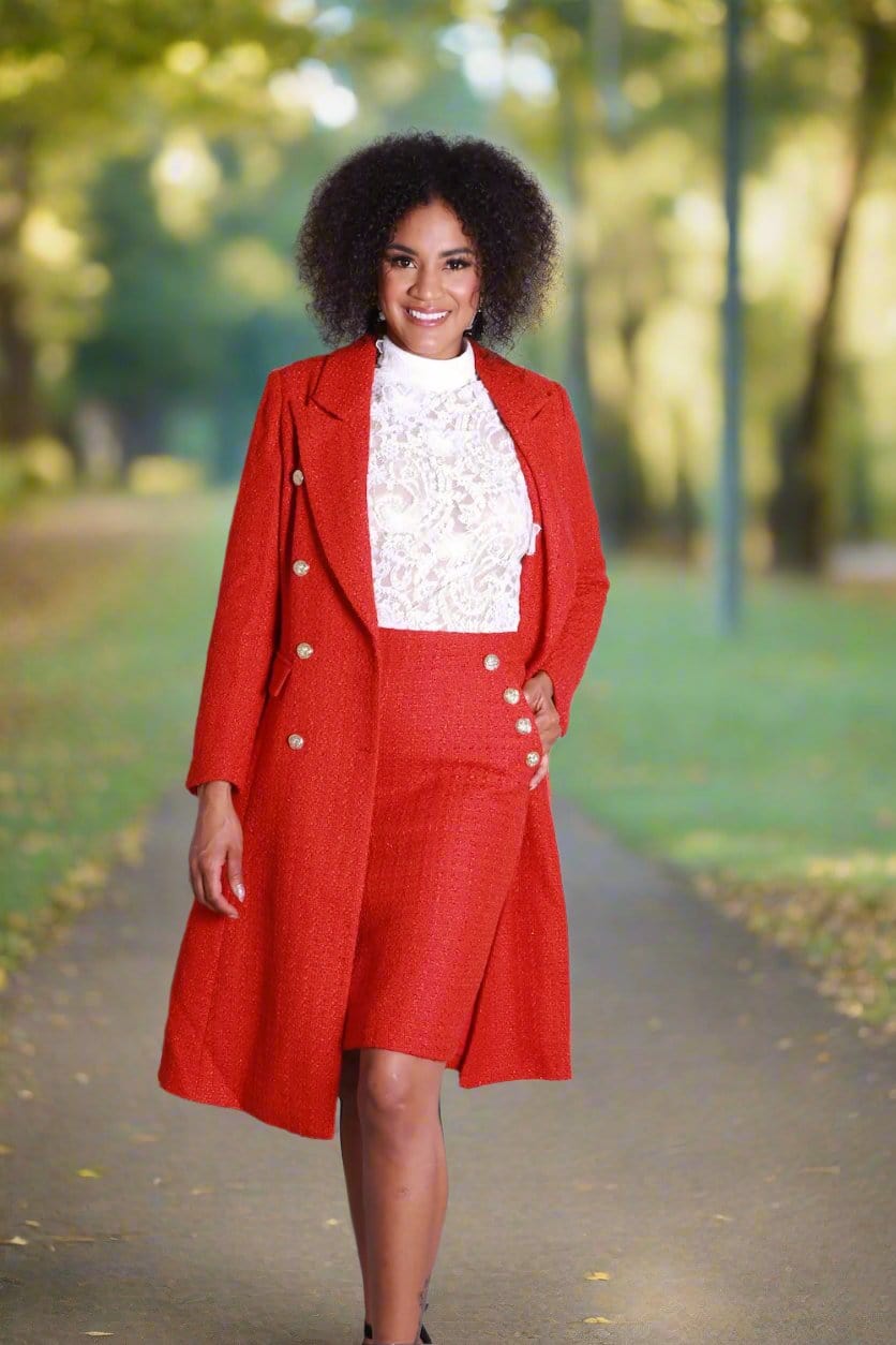 Sophia's Red Tweed Coat