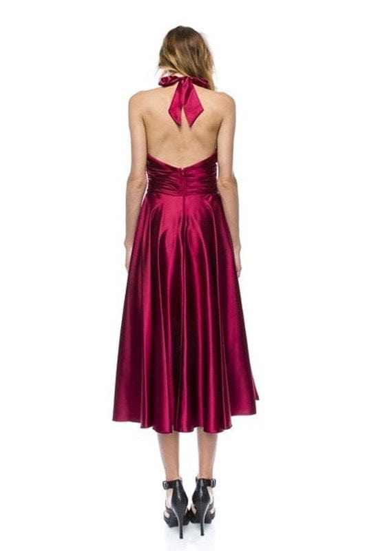 Zena's Satin Halter Dress