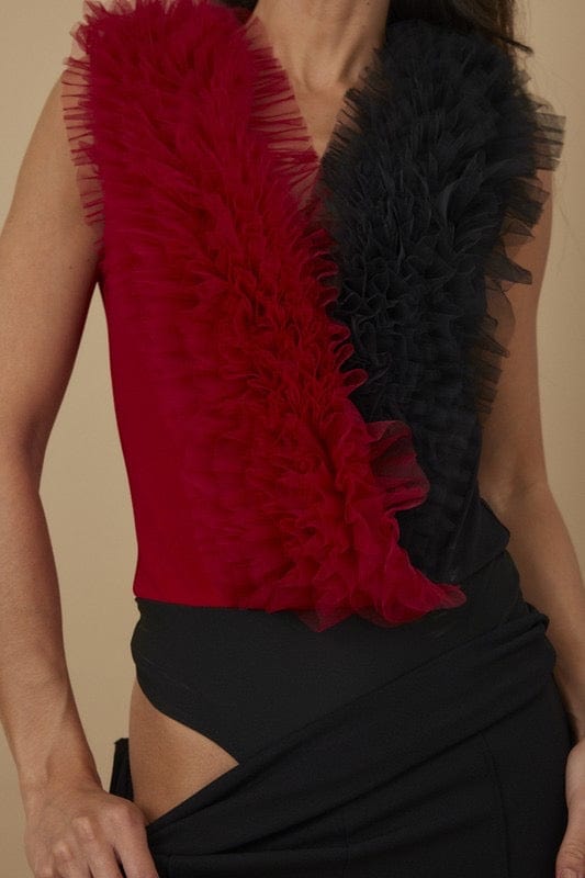 Two-Tone Ruffle Bodysuit