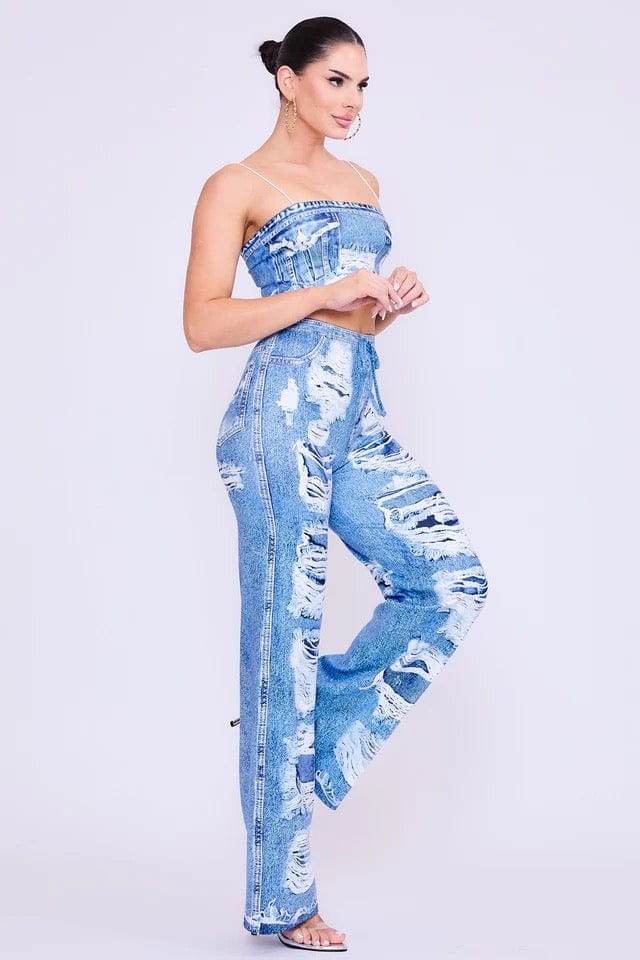 Denim Illusion Pant Set