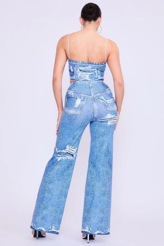 Denim Illusion Pant Set