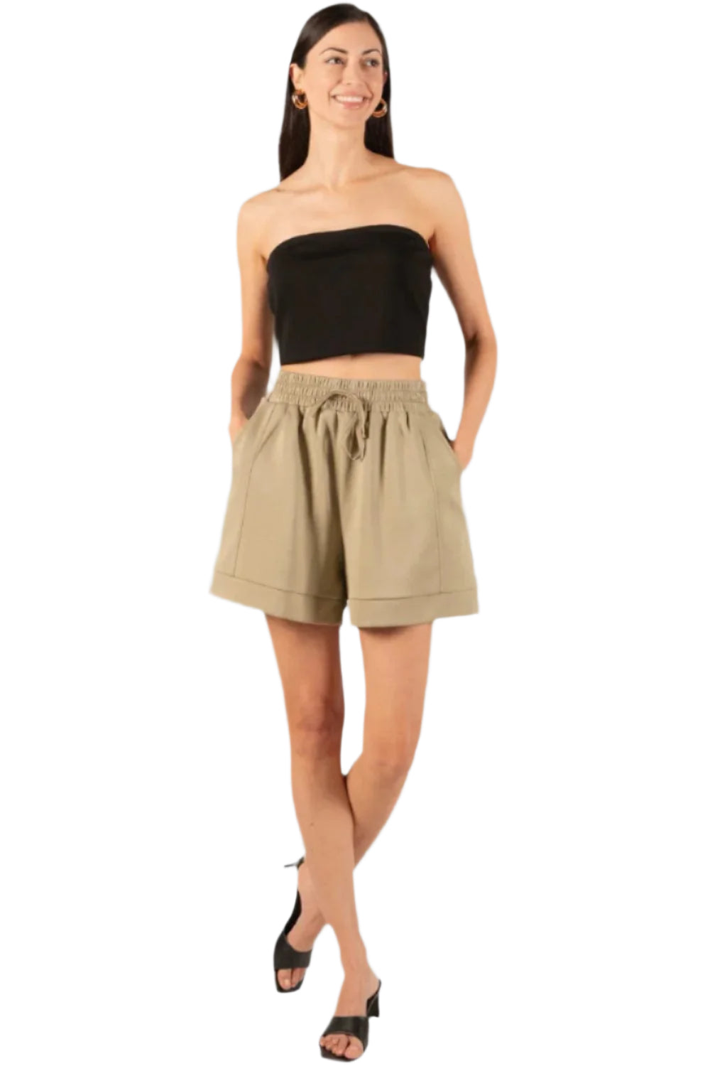 Front view of the P Cill Butter Modal Shorts, featuring a sleek, high-waisted design with a flattering, contoured fit.