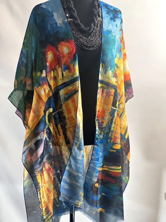 Museum Print Chiffon Kimono