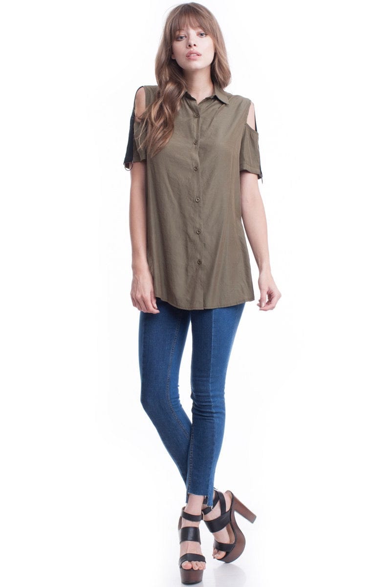Detailed Cold Shoulder Blouse