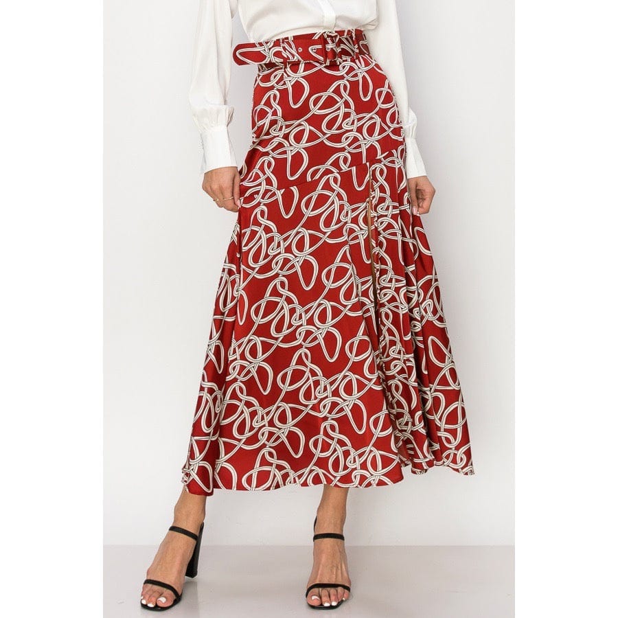 Zara's Belted Abstract Print Skirt