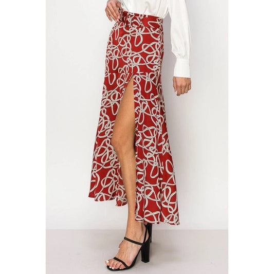 Zara's Belted Abstract Print Skirt