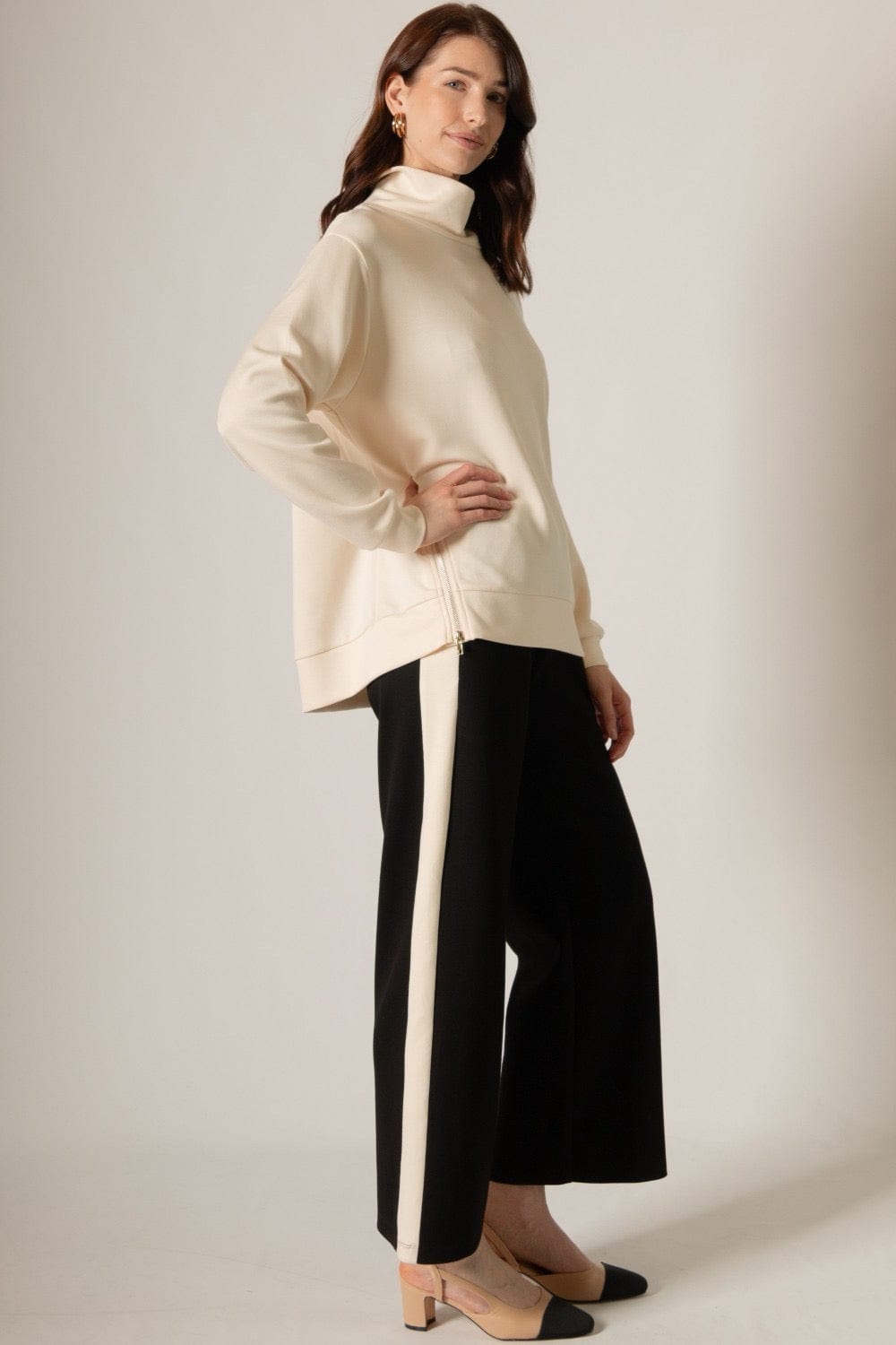 p cill Butter Modal Side Stripe Wide Leg Pants