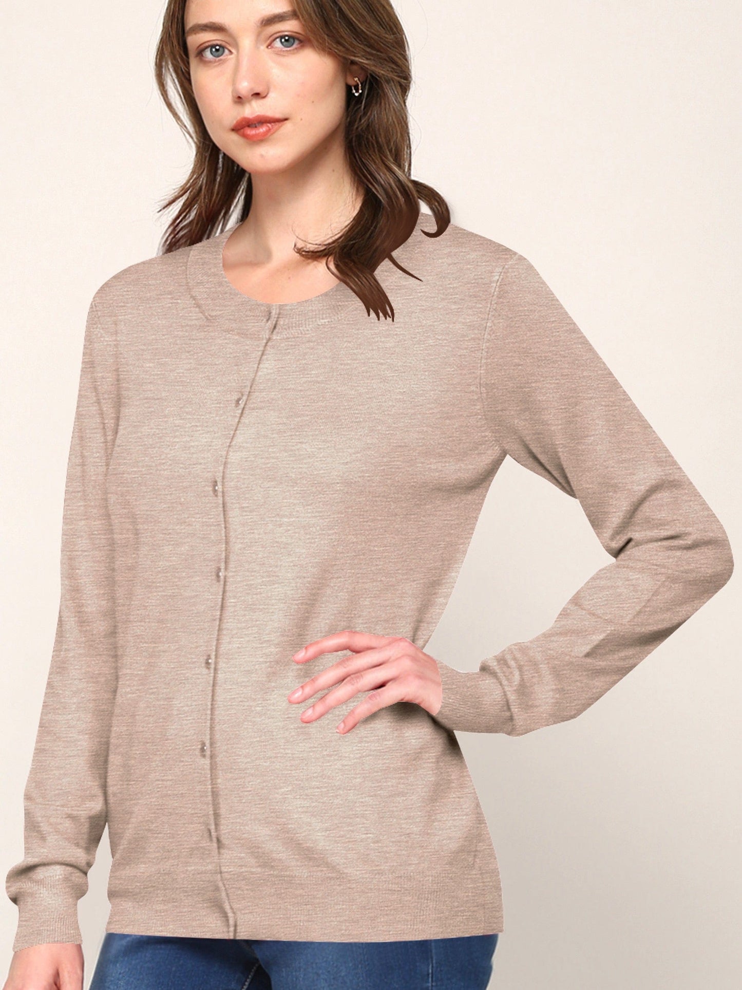 Everyday Round Neck Silk Blend Cardigan