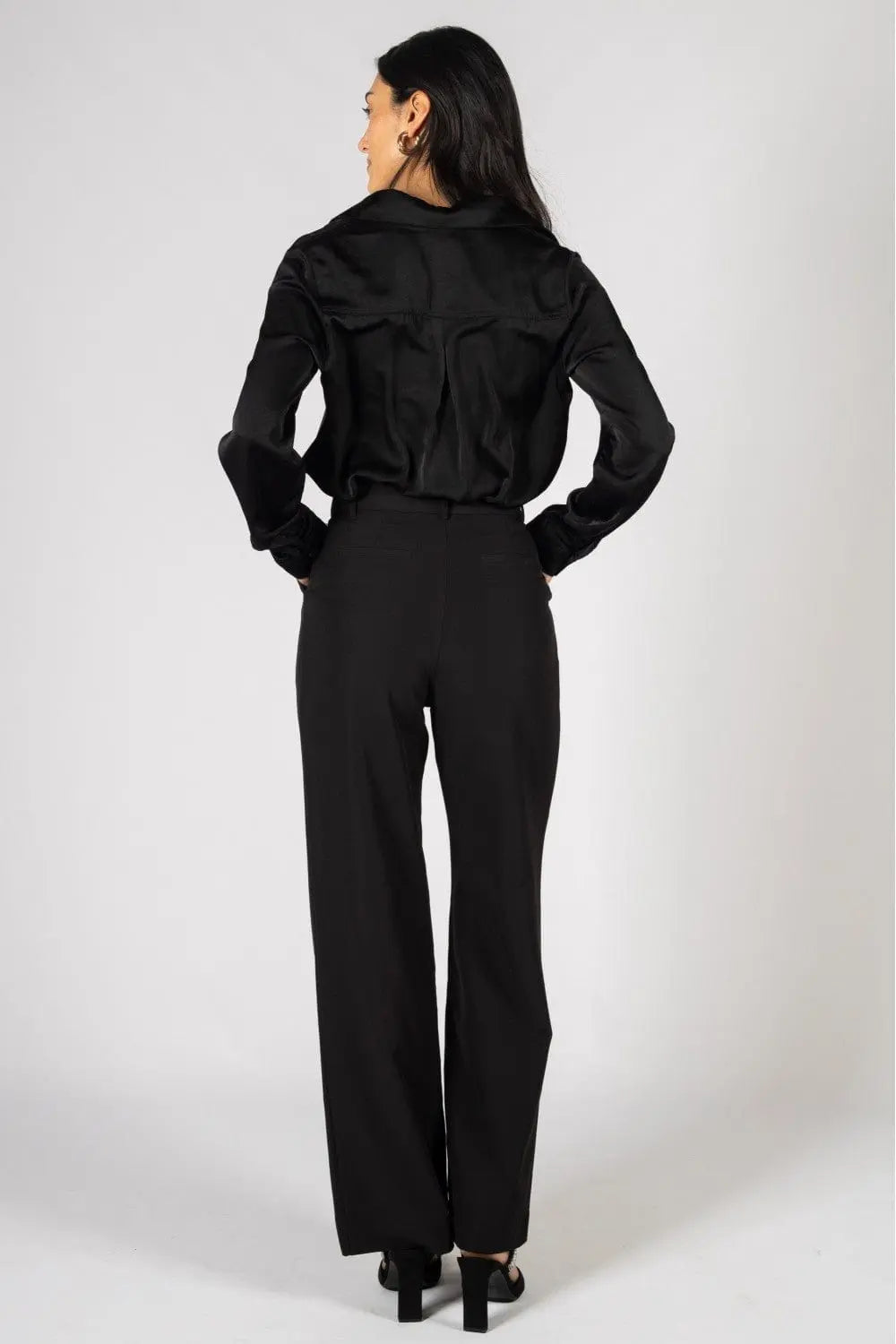 Satin Button Down Blouse with Side Slit Before You Collection