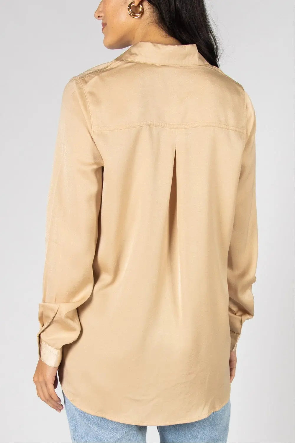 Satin Button Down With Side Slit
