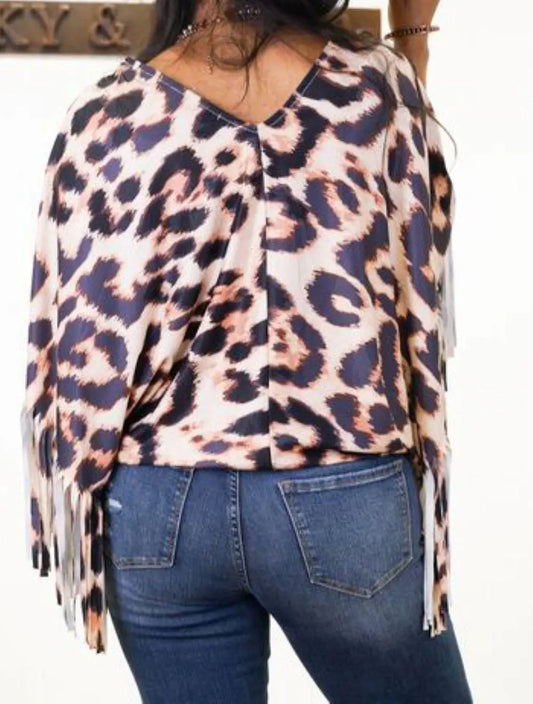 Western Fringe Sleeve Top Lucky & Blessed