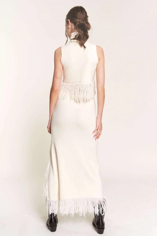 Fringed Sweater Skirt