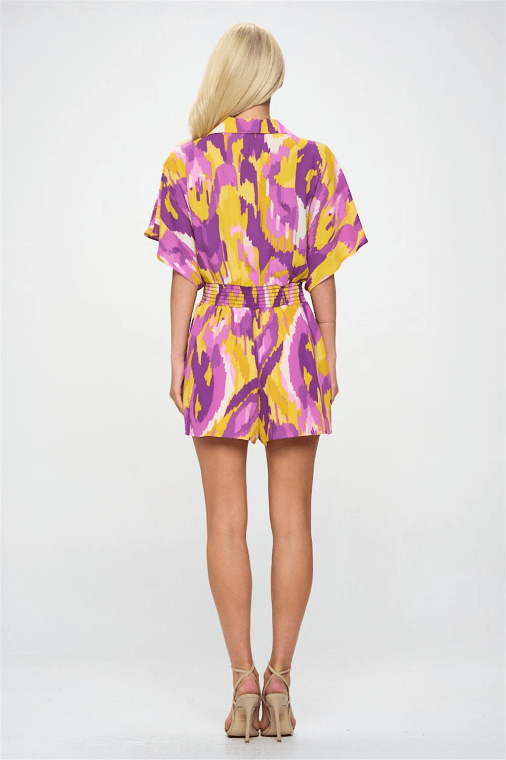 Dakota Button Down Smocked Waist Romper