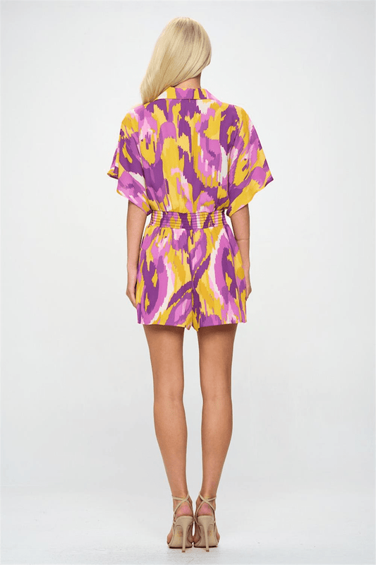 Dakota Button Down Smocked Waist Romper