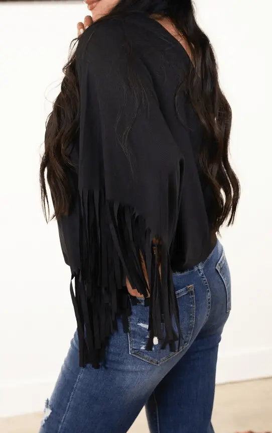 Western Fringe Sleeve Top Lucky & Blessed