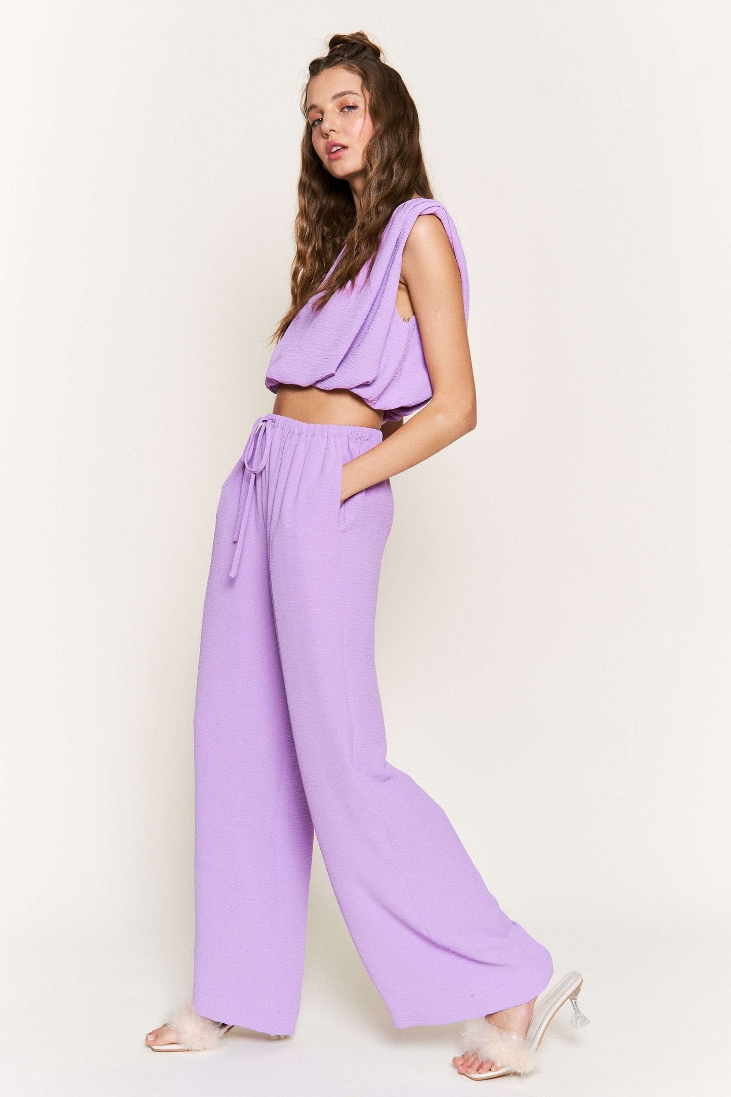 Drawstring Pants with Crop Top