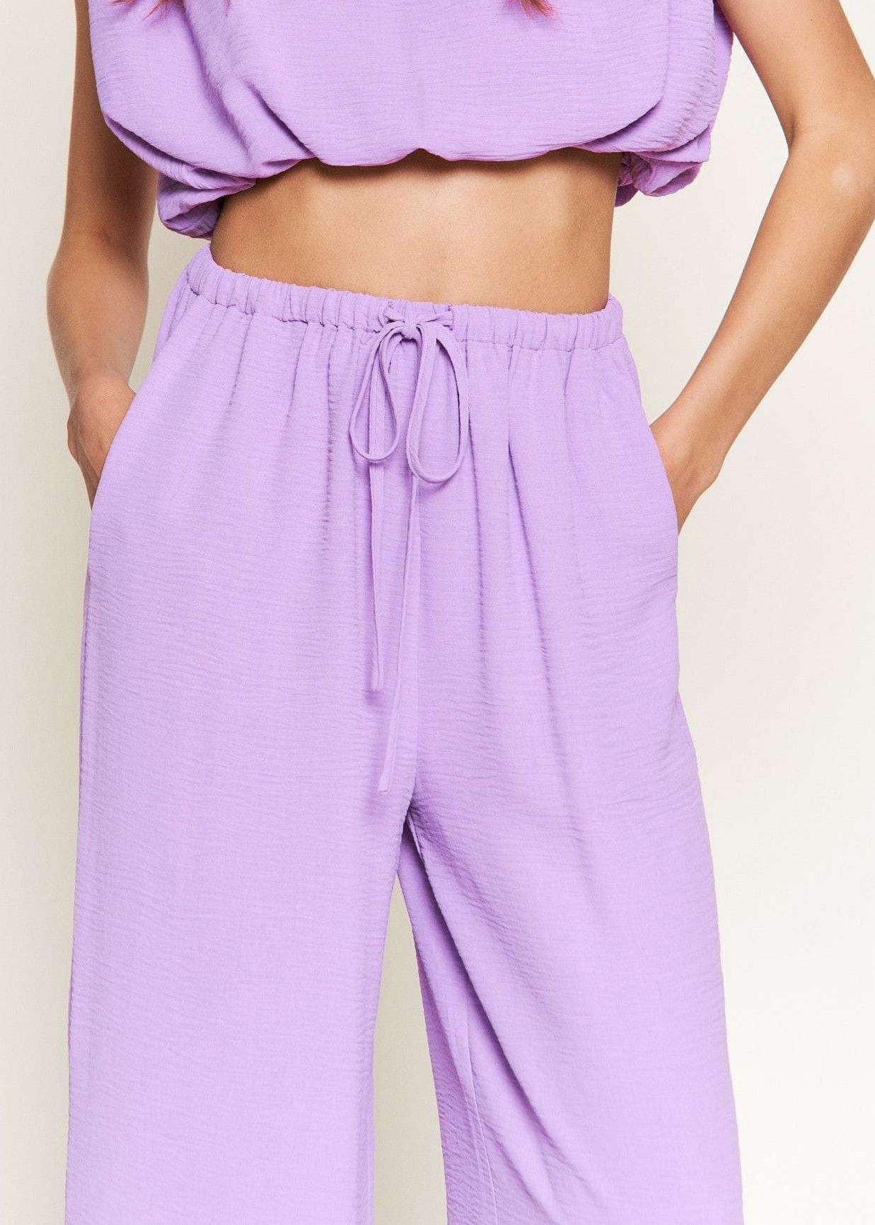 Drawstring Pants with Crop Top