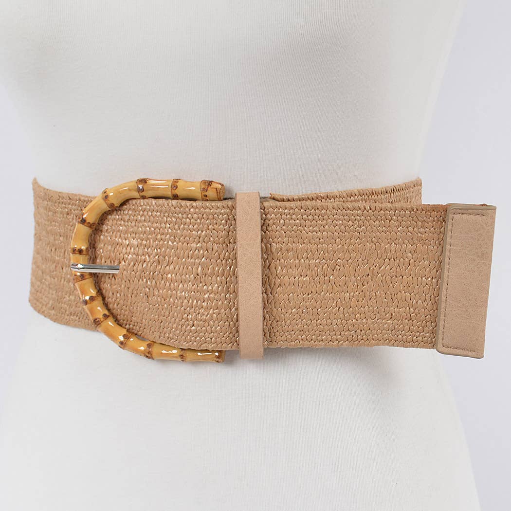 Straw Belt With Bamboo Buckle