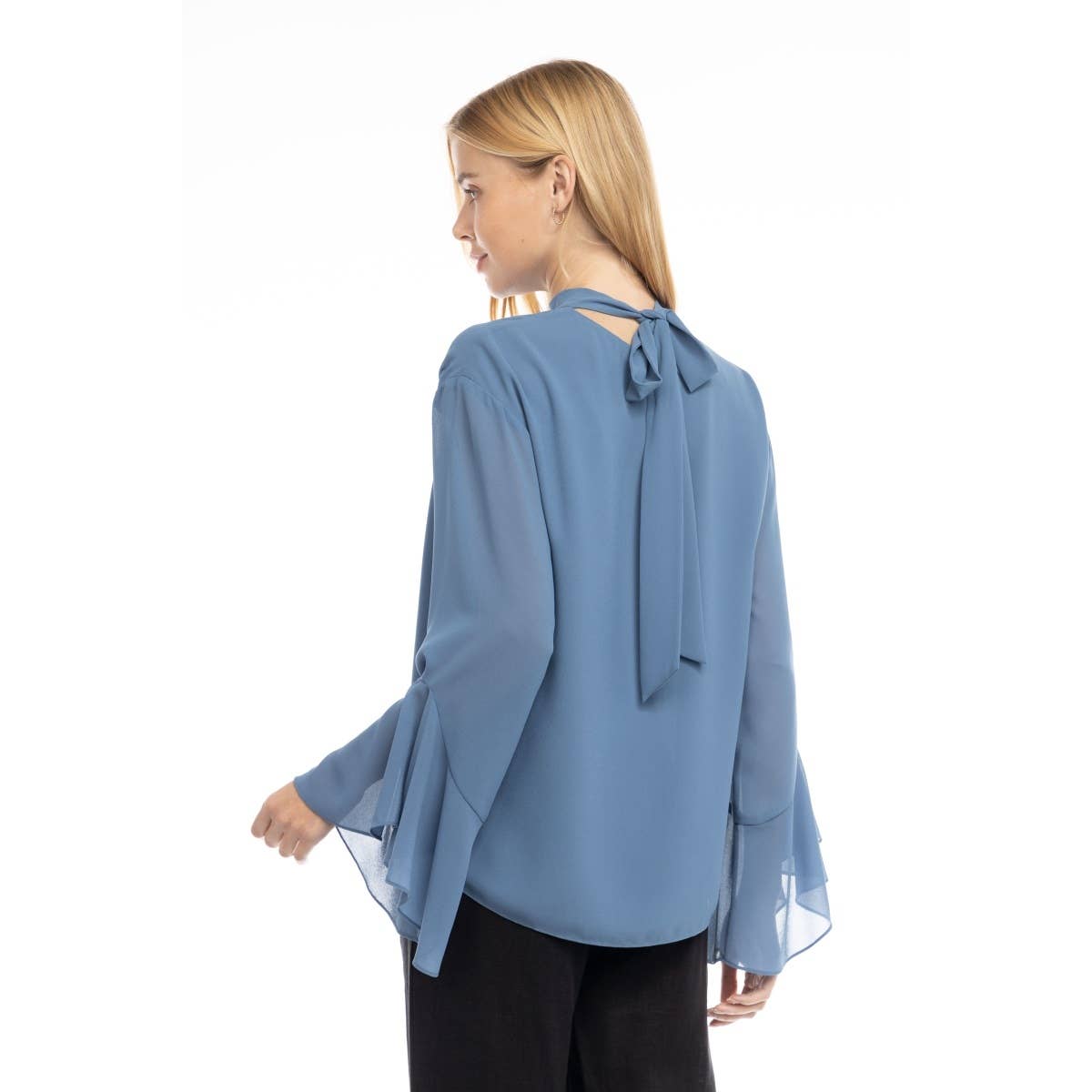 Whispered Slate Bell Sleeve Top