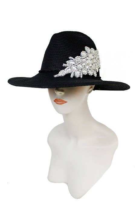 Crystal Rhinestone Panama Hat
