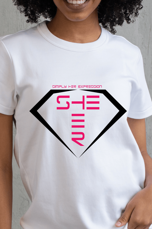 SHE/HER Pronoun Tee in White