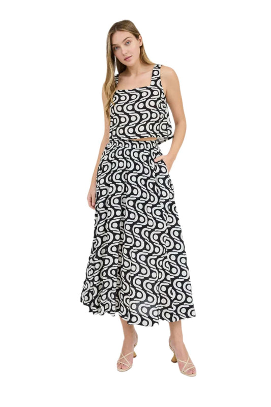 Graphic Motion Midi Skirt