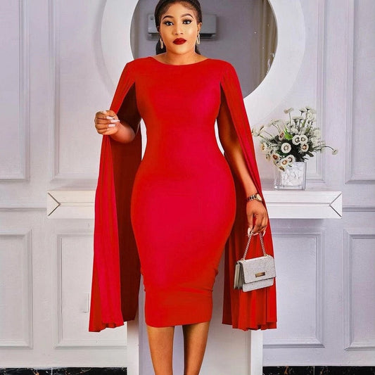 Code WINTER15 - Red Pleated Sleeve Dress