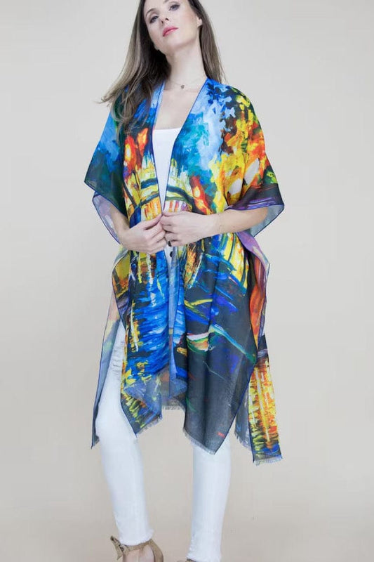 Museum Print Chiffon Kimono