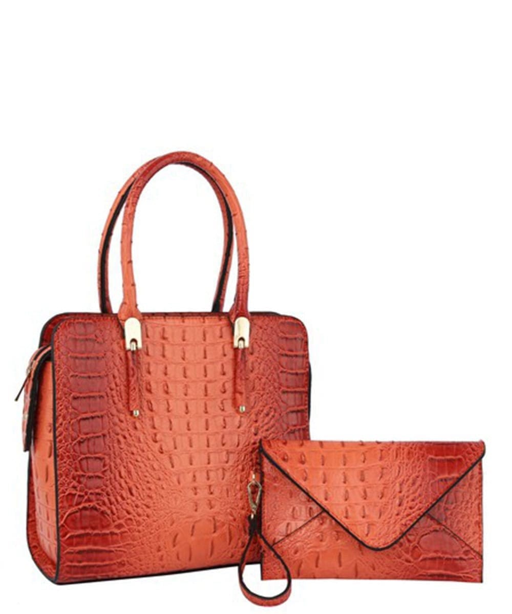 Croco Satchel with Clutch