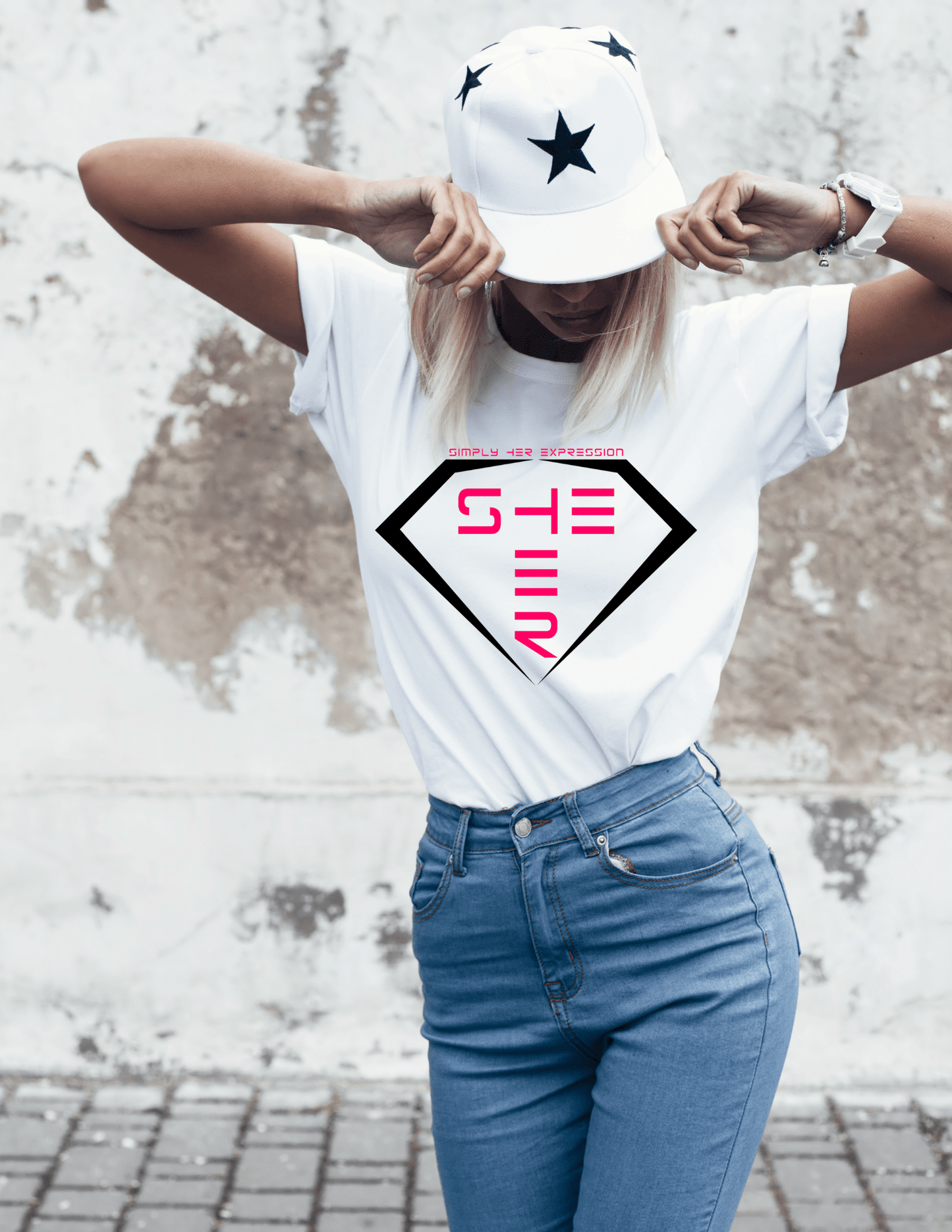 SHE/HER Pronoun Tee in White