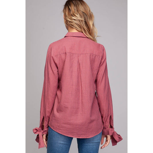 Signature Strip Tie-Cuff Shirt