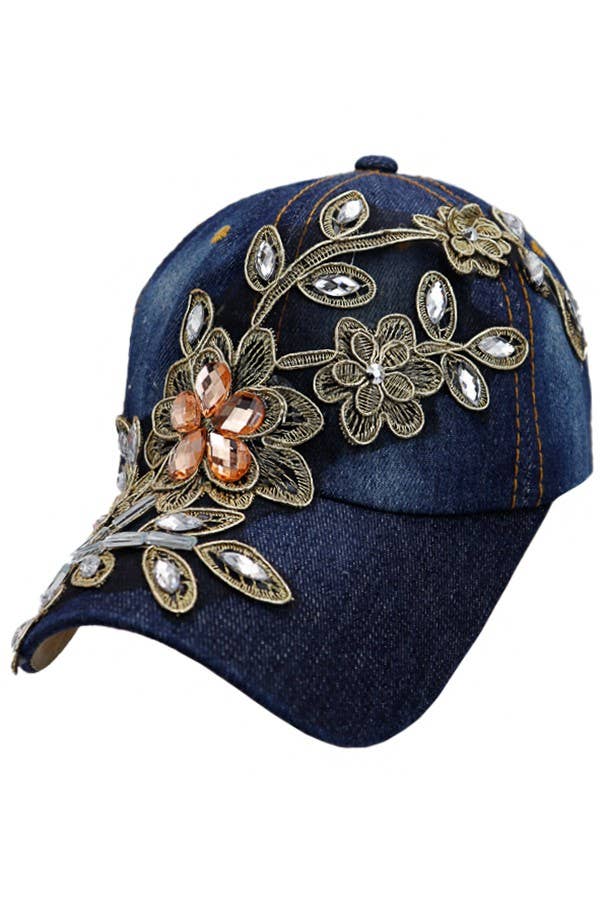 Floral Patched Teardrop Baseball Cap