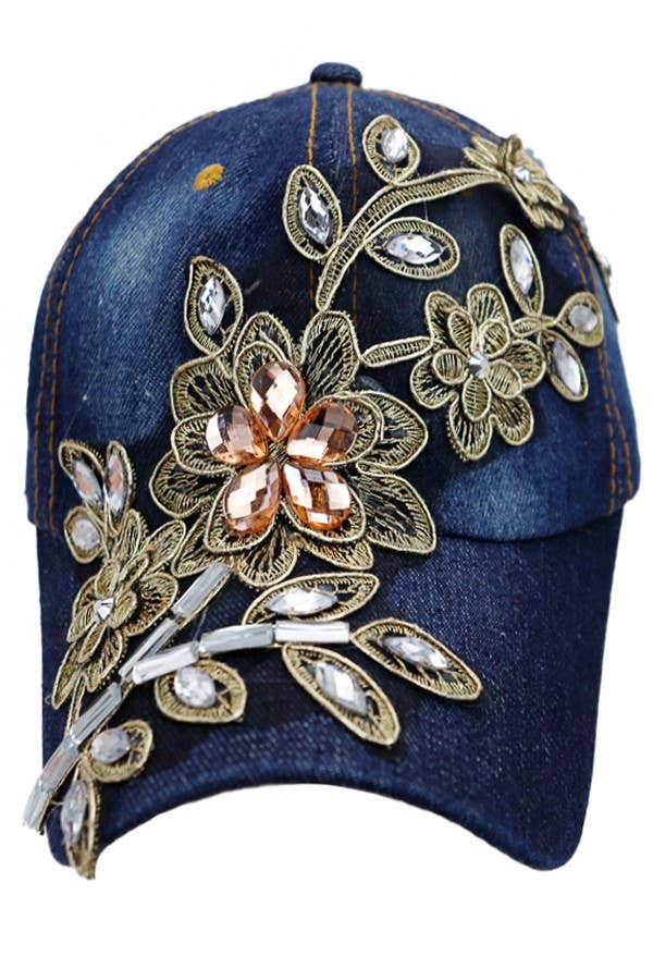 Floral Patched Teardrop Baseball Cap