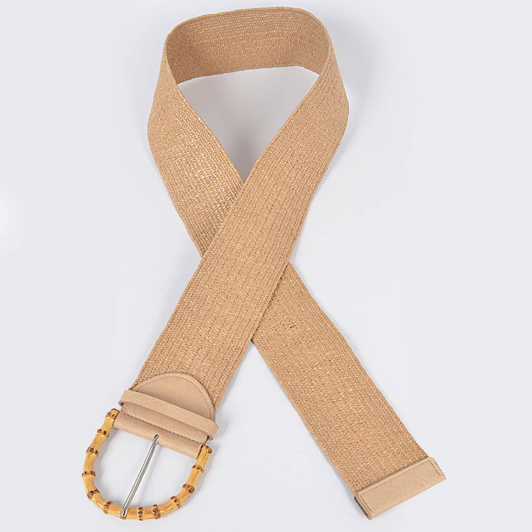 Straw Belt With Bamboo Buckle